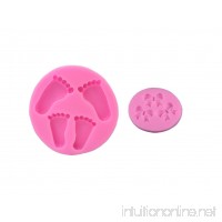 Babycola's Mum（Set of 2） Baby Cake Theme Mold ——Silicone Baby Feet Fondant Mold Cake Mold Chocolate Mold Soap Mold Baking Tool  Bow Molds for Candy Cake Decorations  Color Pink - B078R6HT1G
